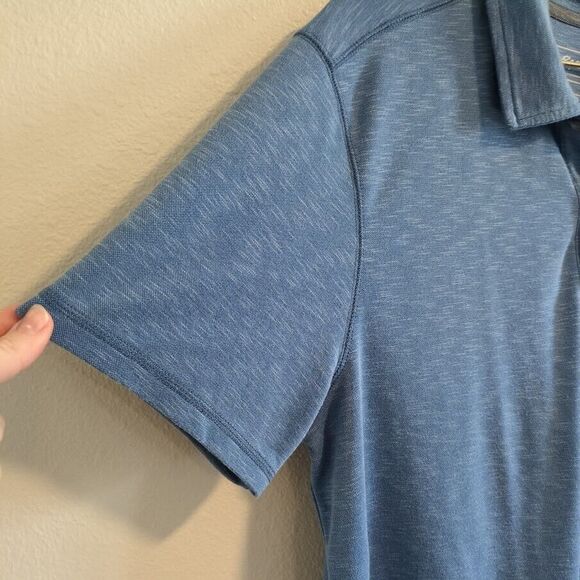Eddie Bauer Men's XL Blue Heathered Active Fit Short Sleeve Polo Shirt - Picture 3 of 7